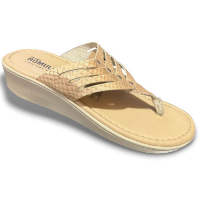 Romulo Sandalia Cuero Oro Mujer Ref 5752